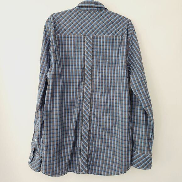 Buckle Black Athletic Fit blue brown plaid western style shirt mens size‎ XL - Picture 2 of 5